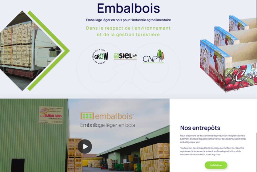 site Web d'une entreprise spécialisée dans l'emballage bois